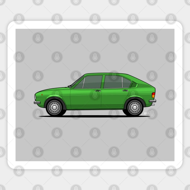 Alfasud side profile drawing - Green Sticker by RJW Autographics